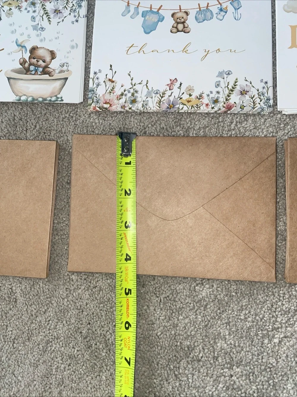 24 Baby Shower Thank‎ You Cards With Envelopes Teddy Bears Floral Brown Blue